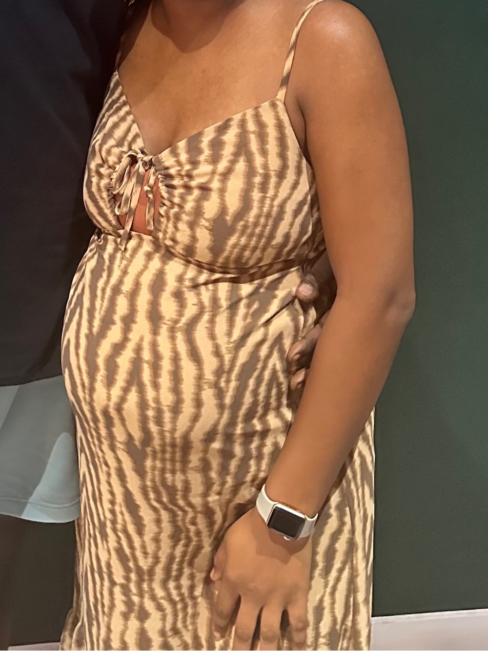 Brown Animal-Print Spaghetti Strap Maxi Dress